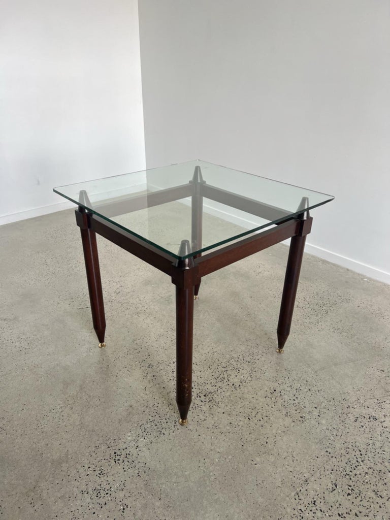 Italia MidCentury Modern Square Glass Table For Sale at 1stDibs