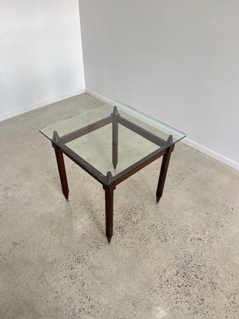 Italia MidCentury Modern Square Glass Table For Sale at 1stDibs