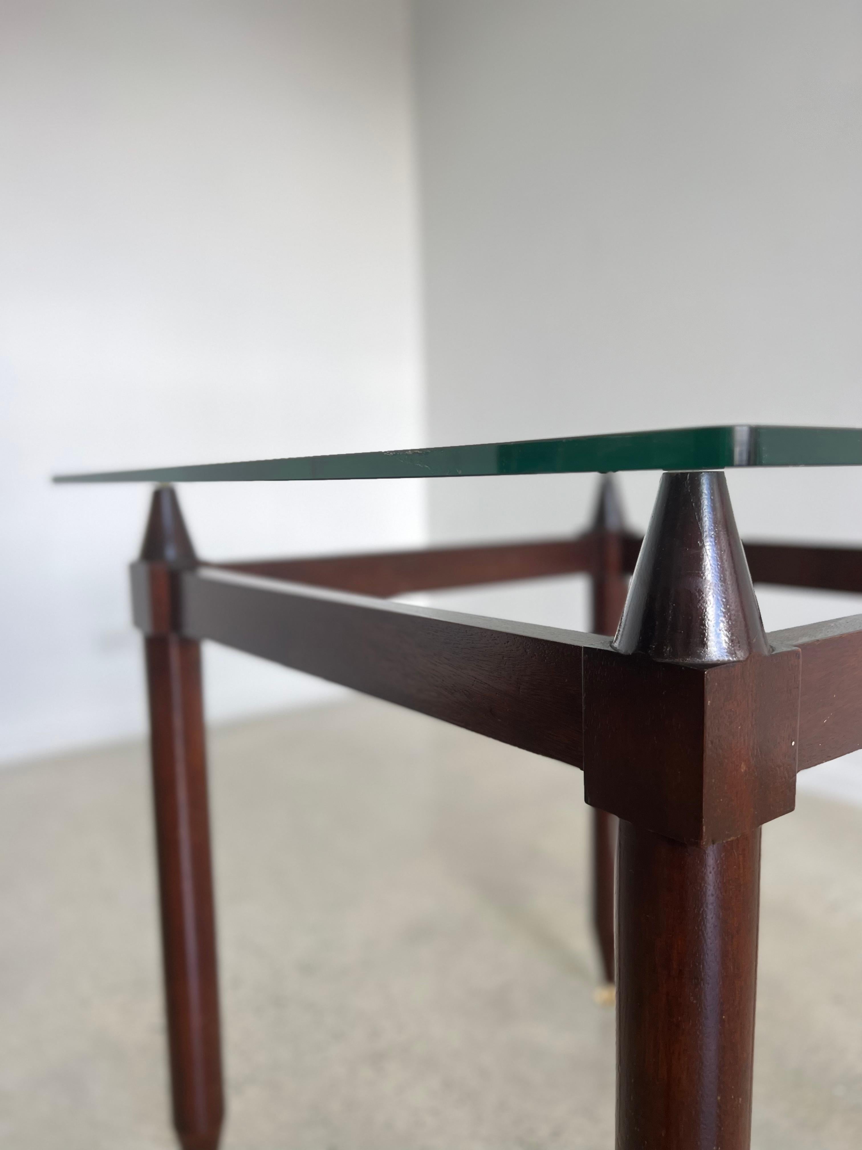 Italian Italia Mid-Century Modern Square Glass Table For Sale