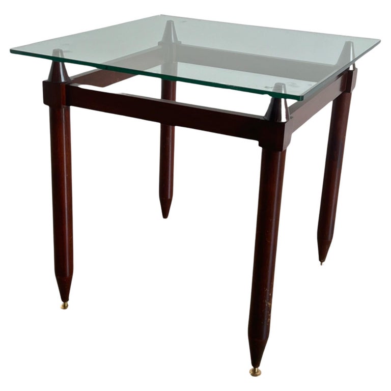 Italia MidCentury Modern Square Glass Table For Sale at 1stDibs