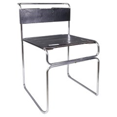 Used Italia Modern Black Leather Steel Chair Libellula by Carini for Planula, 1970s