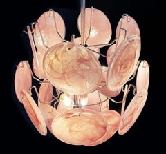 Italia Murano Chandeliers, 24 Pink Disks