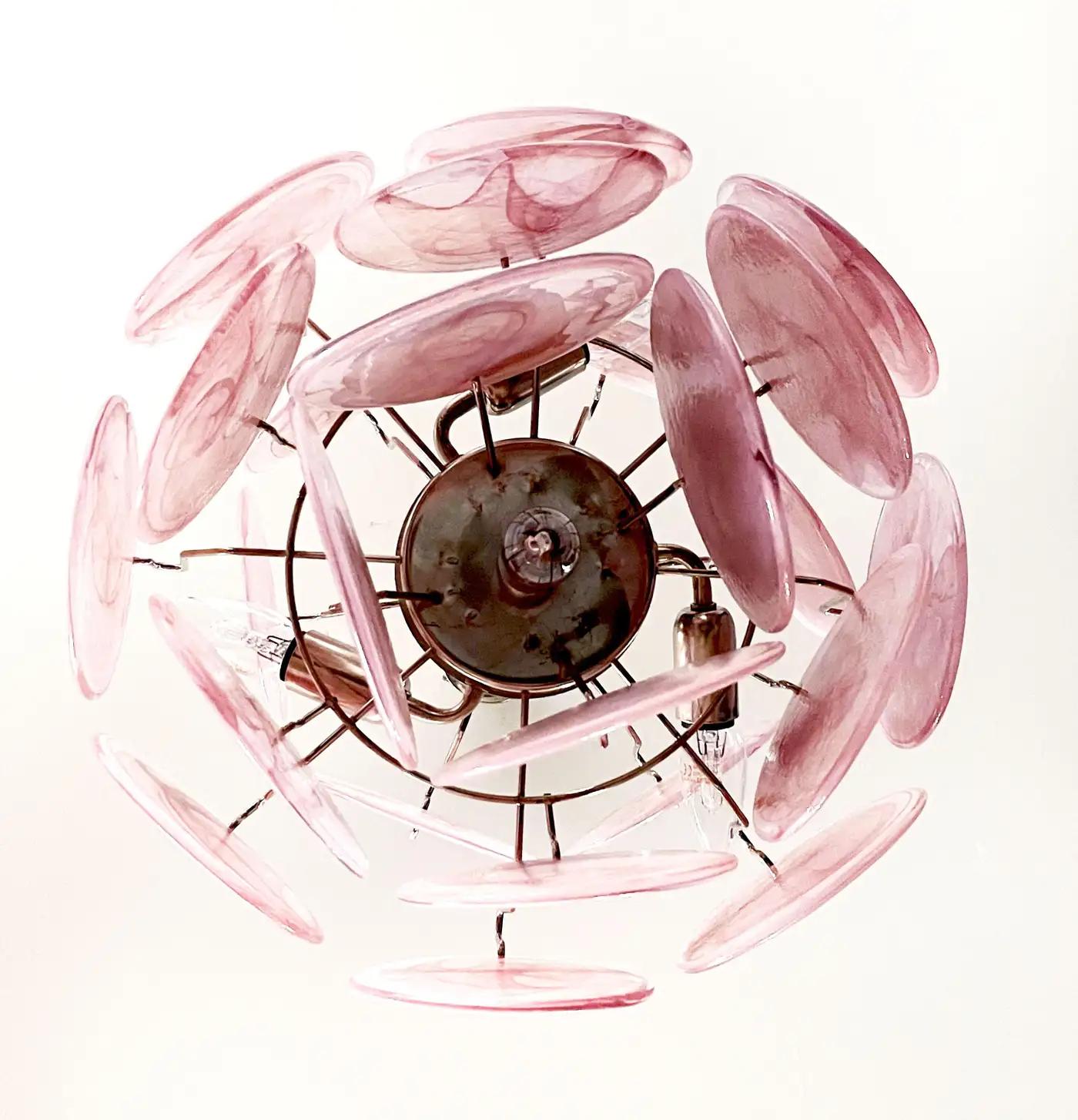 Métal Lustres italiens de Murano, 24 disques roses en vente