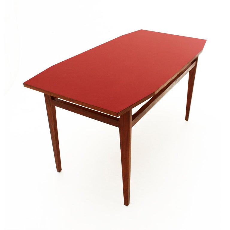 Italia Red Formica Top Dining Table Table, 1950s For Sale at 1stDibs