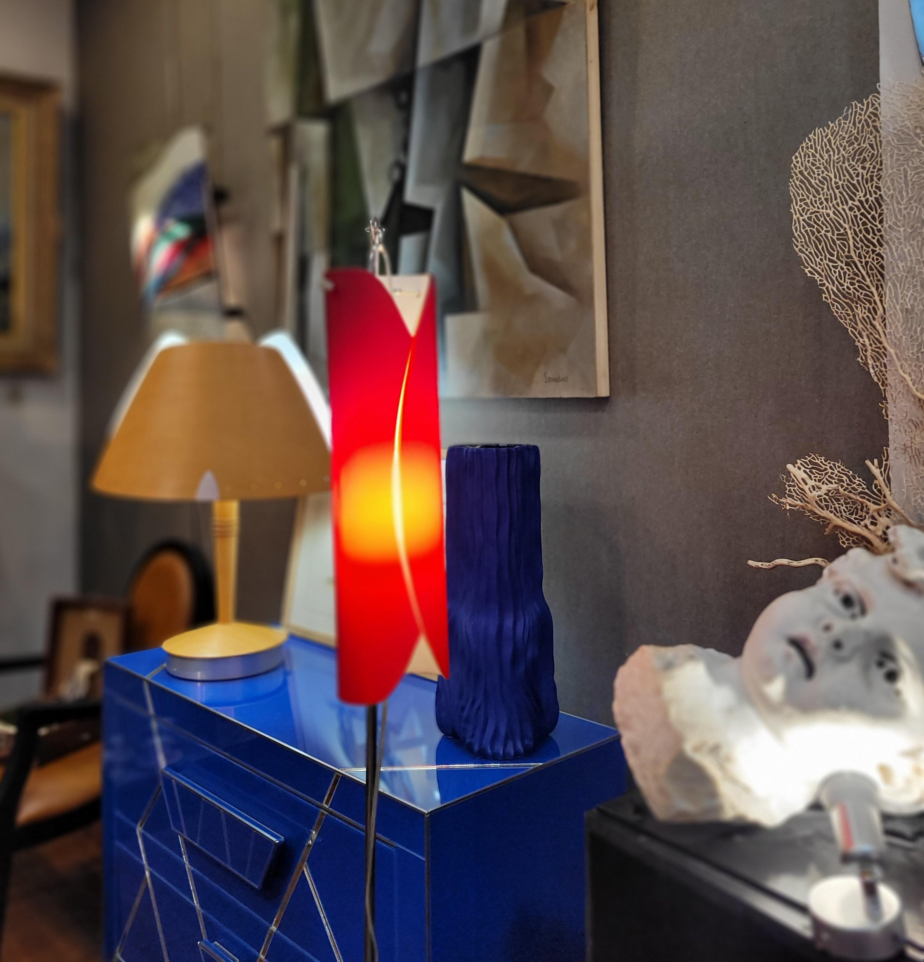 Italie Murano  Paire de lampadaires rouges en  Vivarini pour Roche Bobois  en vente 1