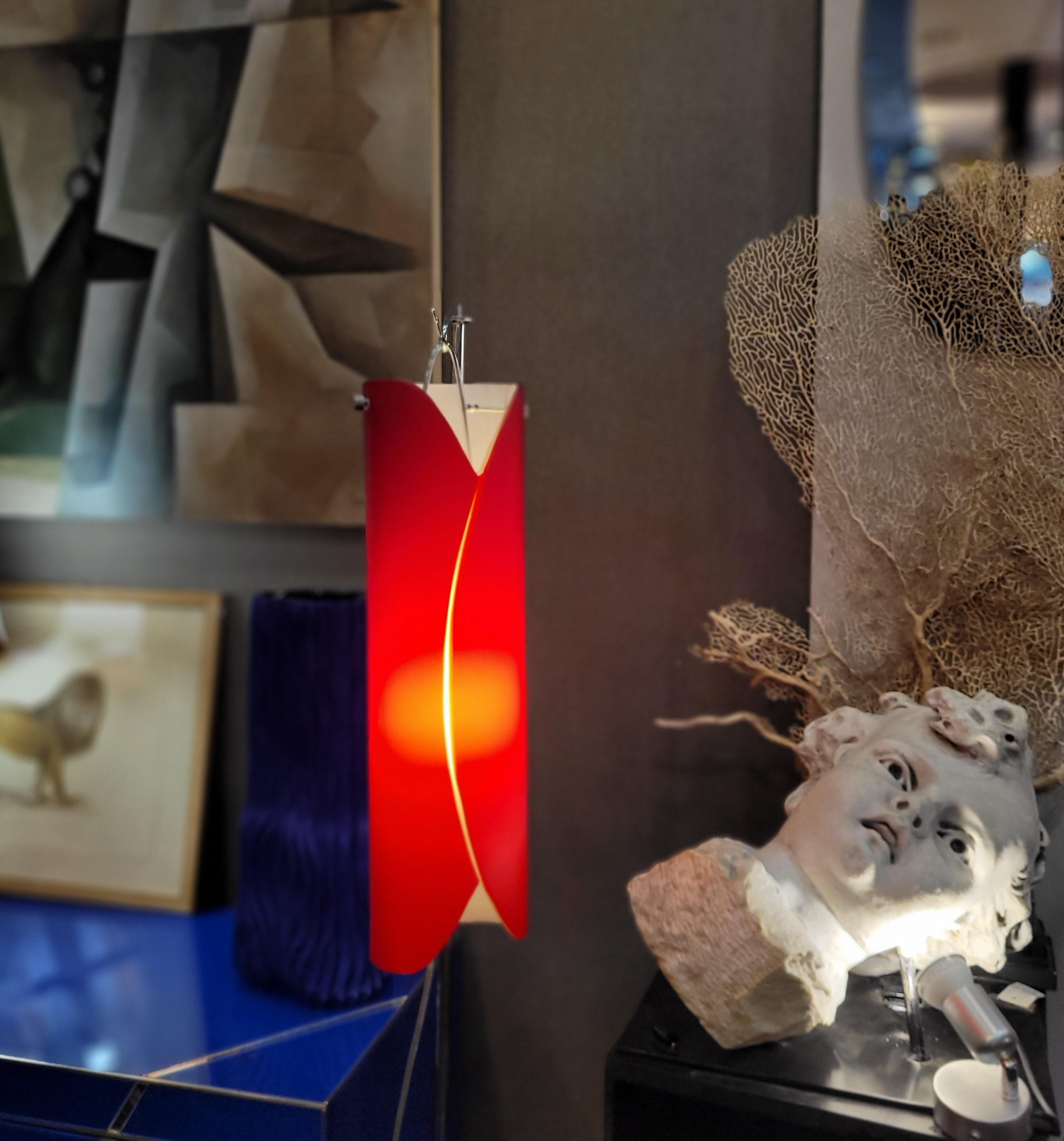 Italie Murano  Paire de lampadaires rouges en  Vivarini pour Roche Bobois  en vente 2
