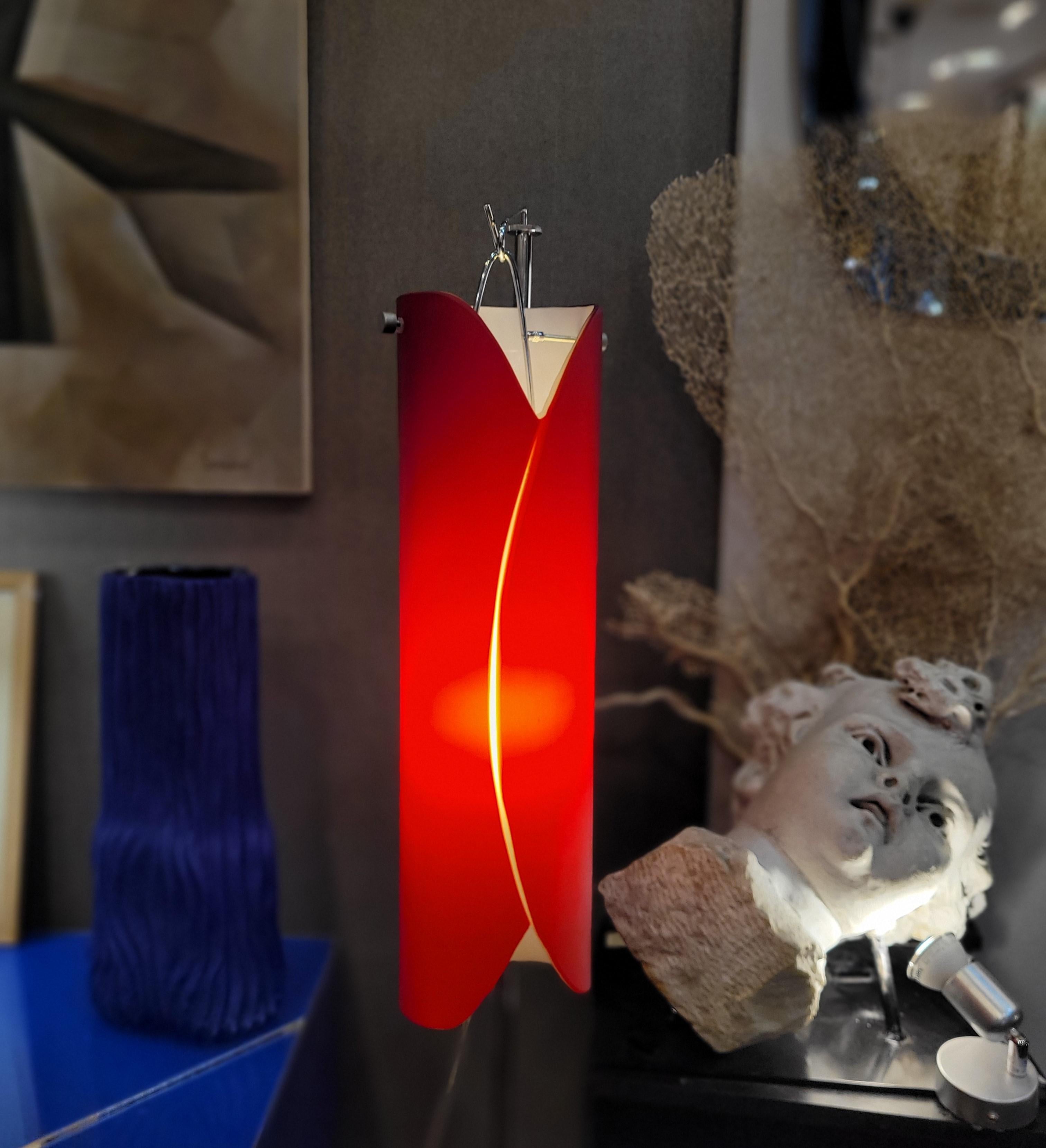 Italie Murano  Paire de lampadaires rouges en  Vivarini pour Roche Bobois  en vente 3