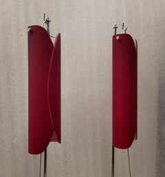 Italy Murano  Red pair of Floor lamps in  Vivarini for Roche Bobois