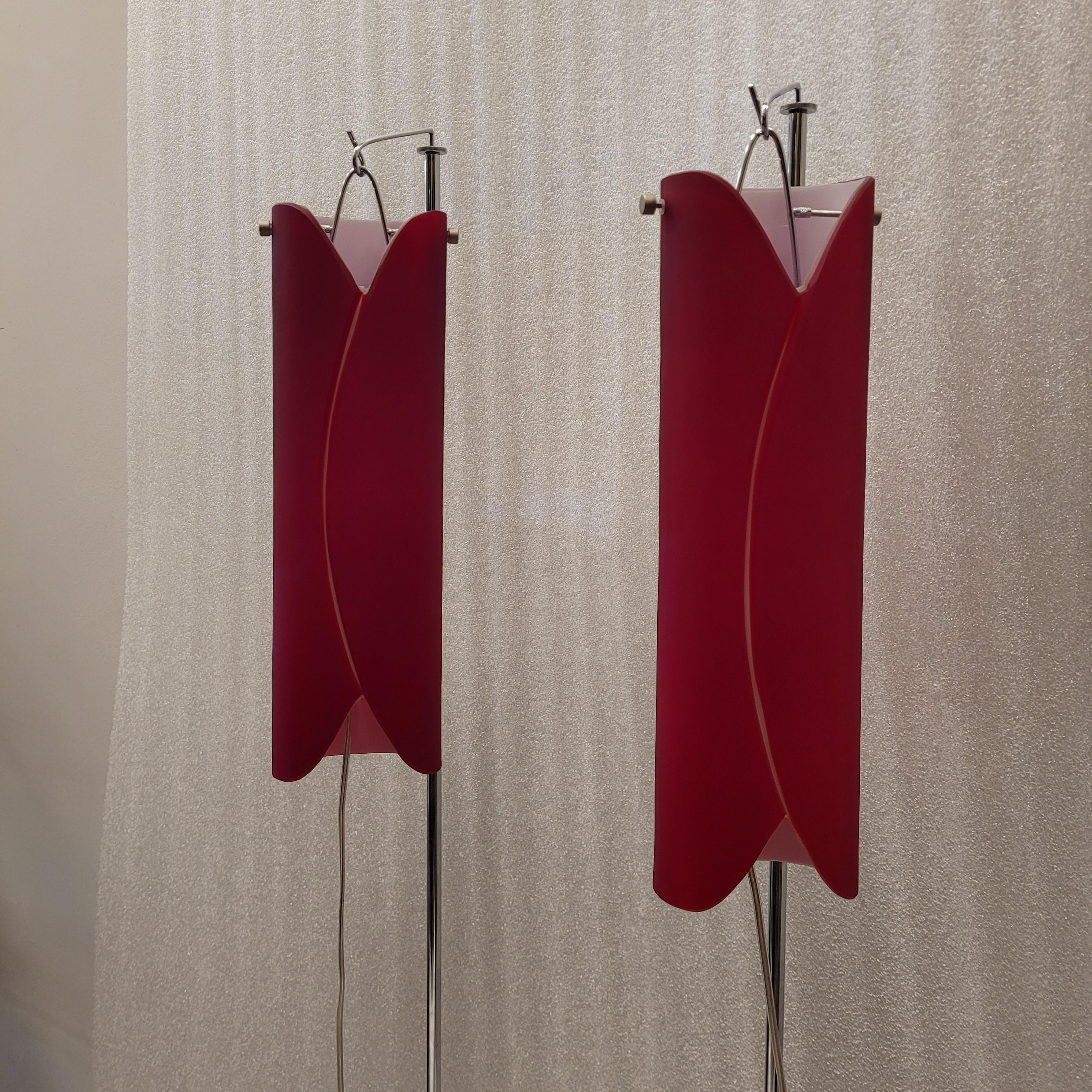 Modern Italy Murano  Red pair of Floor lamps in  Vivarini for Roche Bobois  For Sale