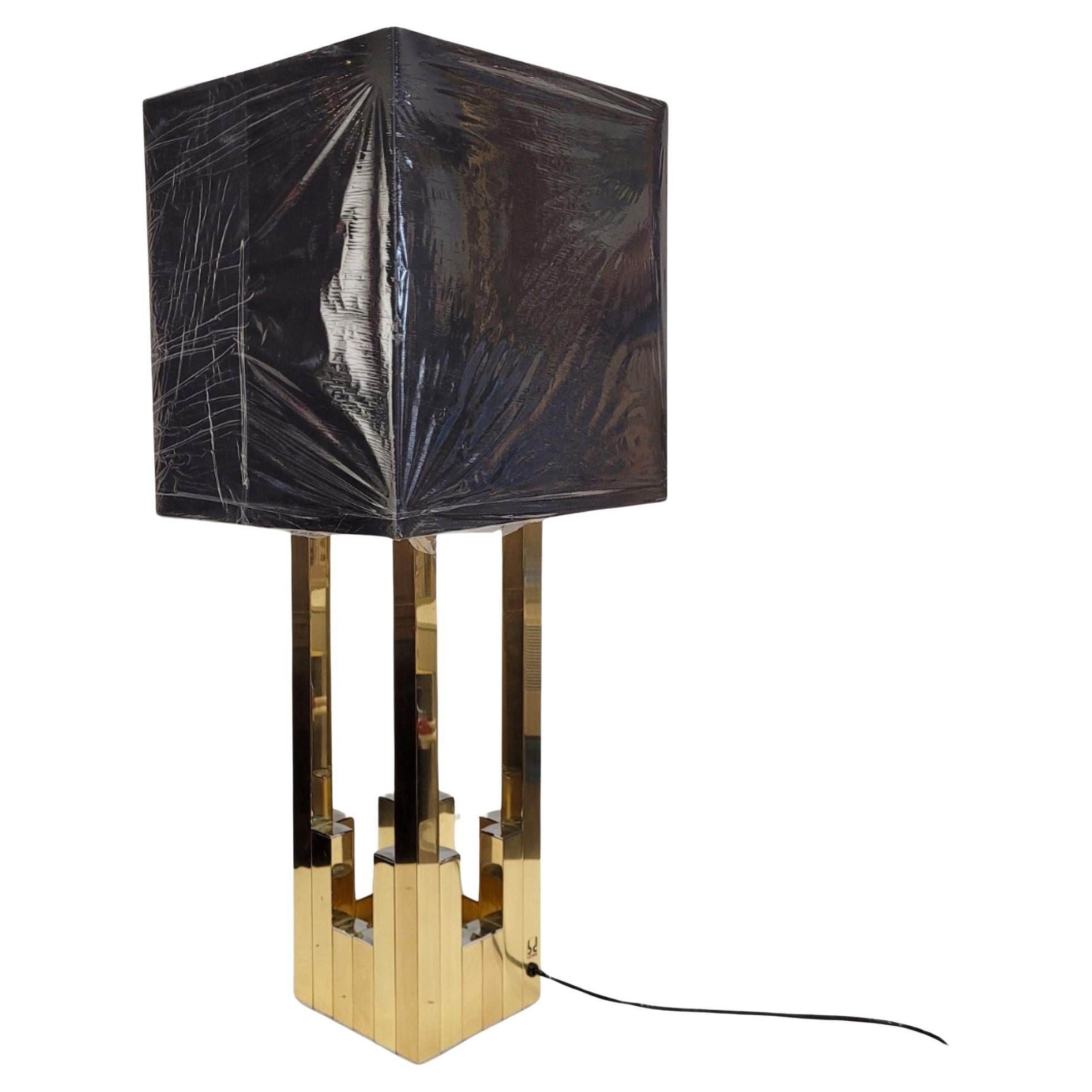 Italia table lamp, brass and chrome-plated steel, Willy Rizzo for BD Lumica