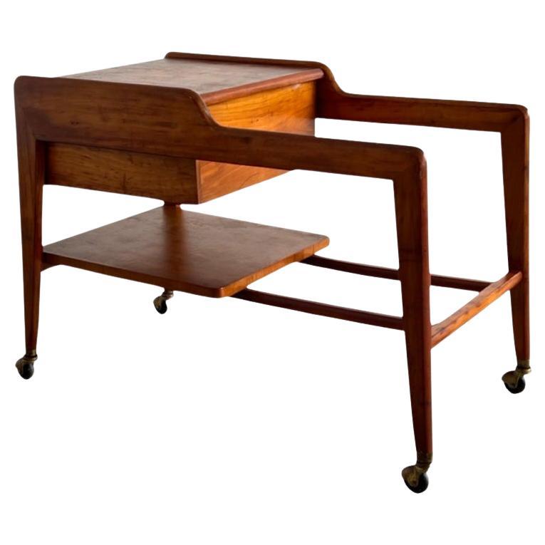 Italiain Teak Bar cart 1960 For Sale