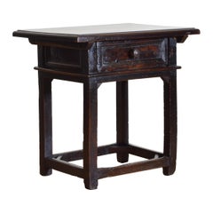 Italian 1-Drawer Work Table in Patinated Dark Walnut