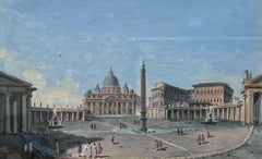 La vue du Vatican de Saint-Pétersbourg début du 19e siècle, gouache sur papier Grand Tour