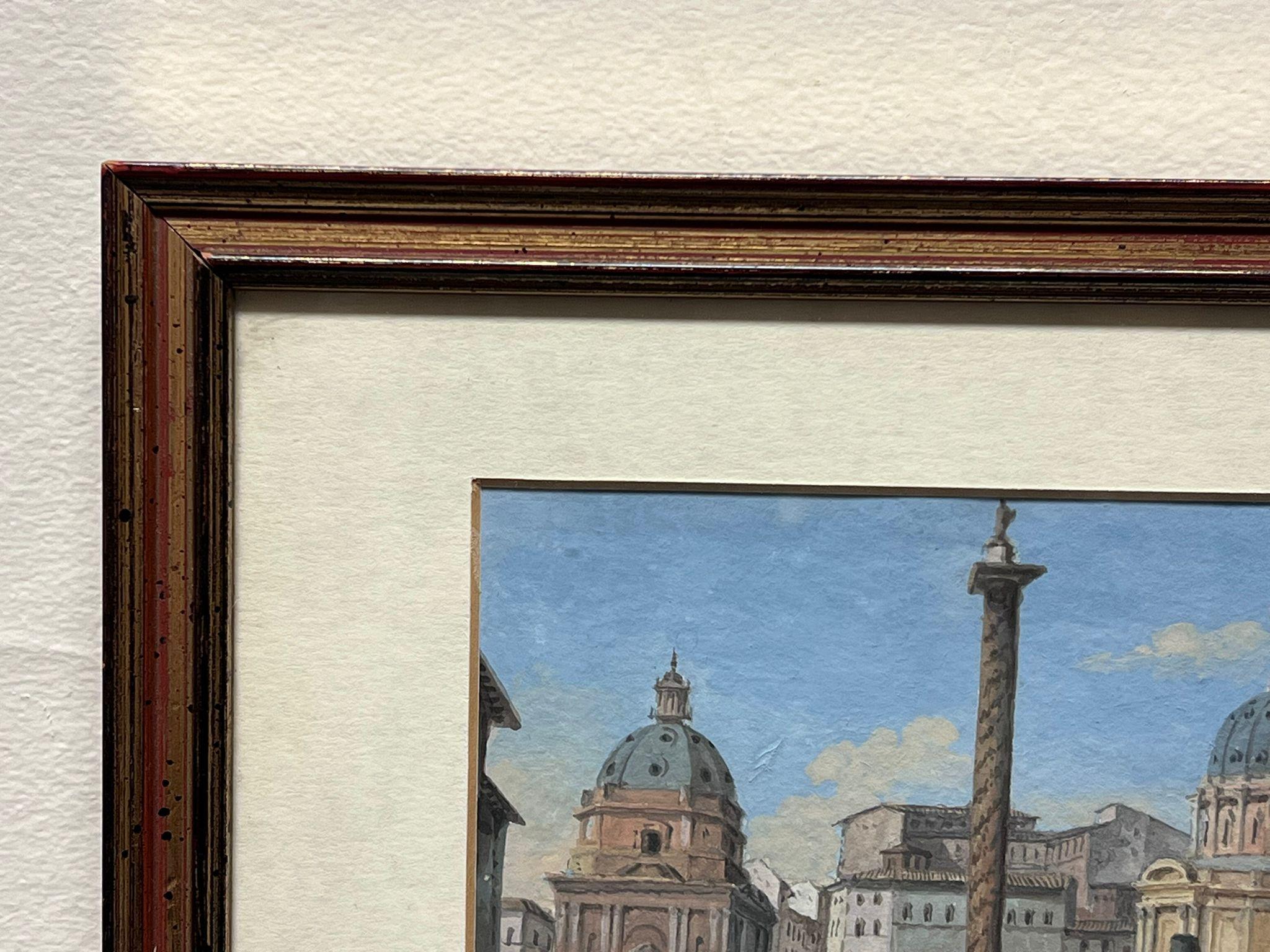 Veduta della Colonna Traiana Roma Inizio Ottocento Grand Tour Gouache su carta - Painting Antichi maestri di Italian