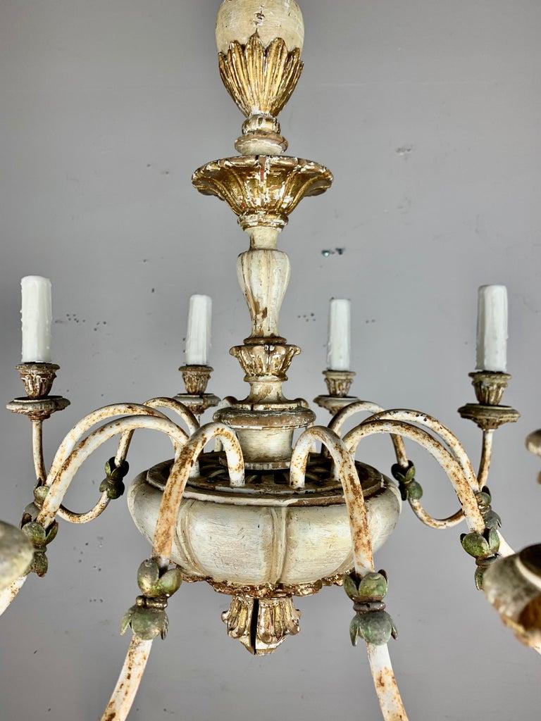 Hand-Painted Italian '10' Light Painted Chandelier, C. 1930