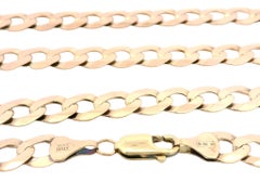 Italian 10k Rosy Yellow Gold 23" Flat Curb Cuban Link Chain Necklace