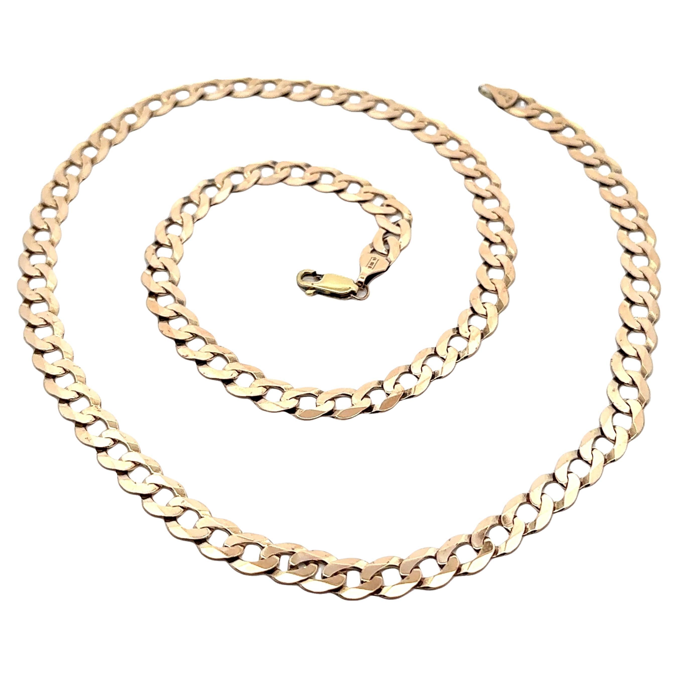 Italienische 10k Rosy Gelbgold 23" Flache geschwungene kubanische Gliederkette Halskette
