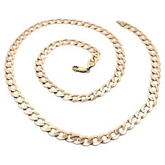 Italienische 10k Rosy Gelbgold 23" Flache geschwungene kubanische Gliederkette Halskette