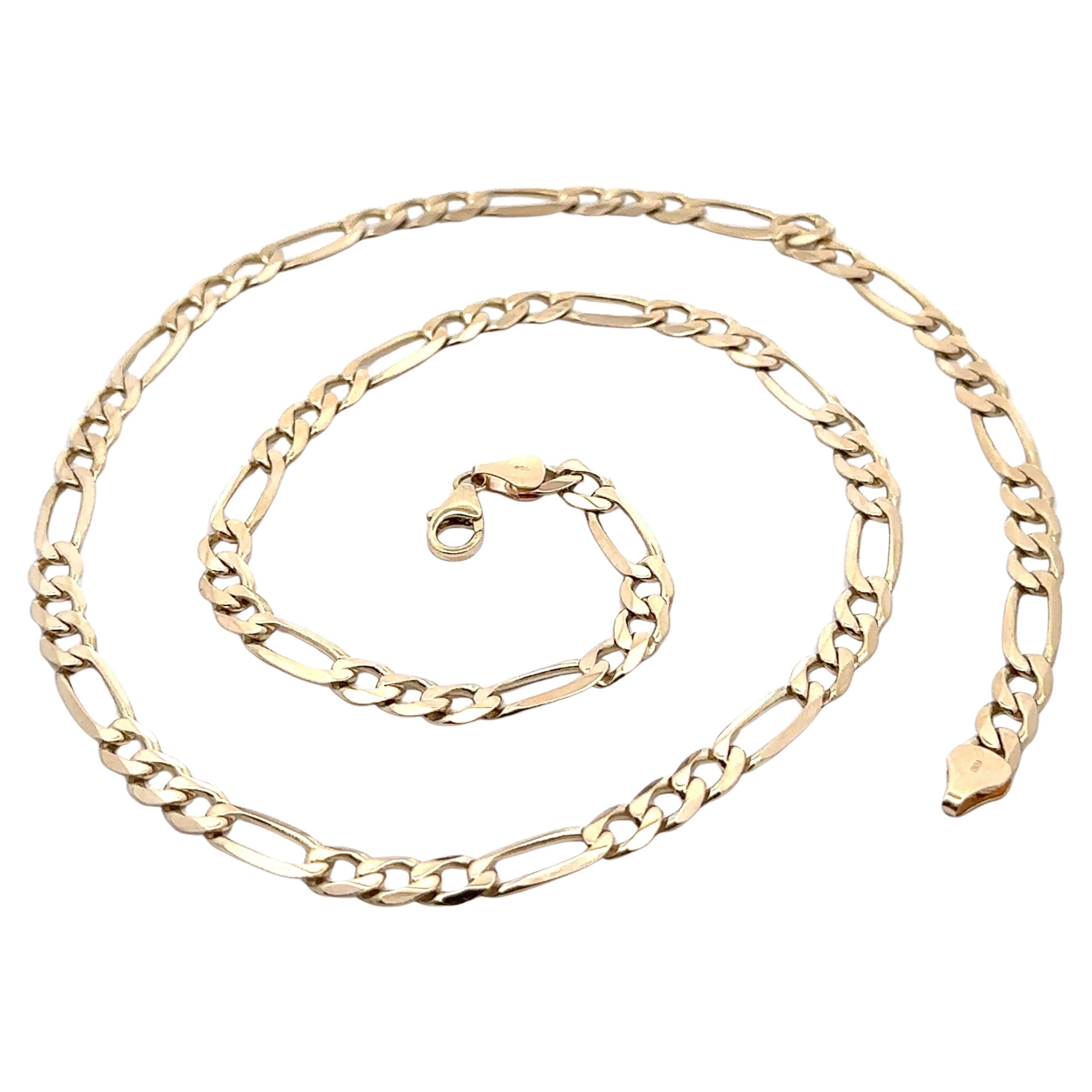 Italian 10k Yellow Gold 5.7mm Classic Figaro Link Chain 22" Men
s Necklace