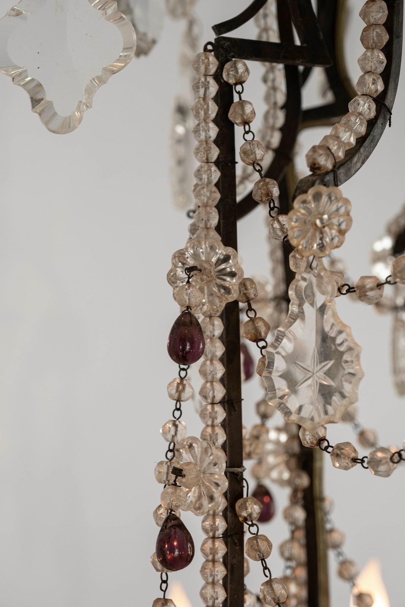 Italiano Lampadario italiano a 12 luci in cristallo, circa 1920 in vendita