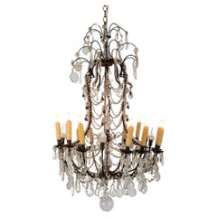 Italian 12-Light Crystal Chandelier, Circa 1920
