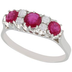 Vintage Italian 1.24 Carat Ruby and Diamond White Gold Half Eternity Ring