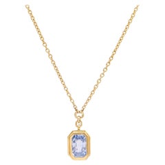 Italienische italienische Halskette mit Anhänger, 1,30 Karat Saphir 18k Gelbgold