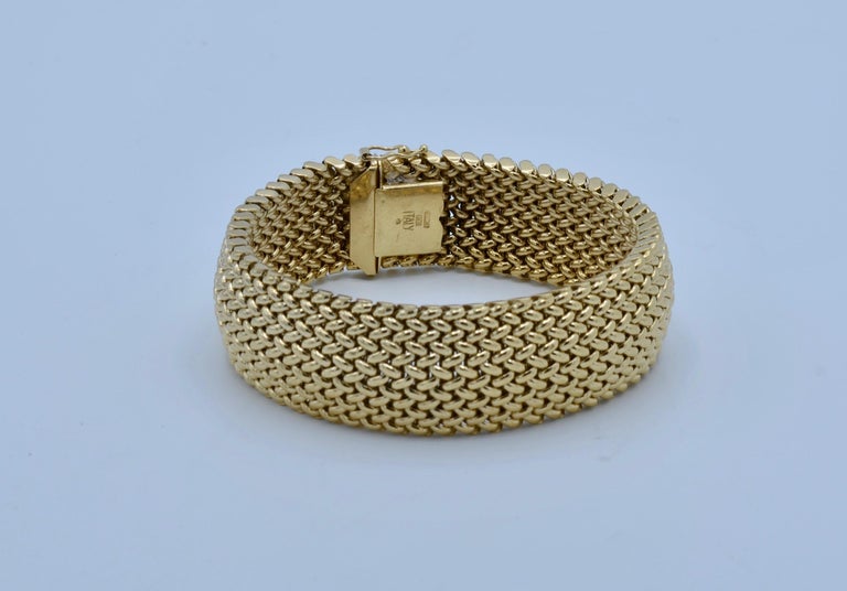 Italian 14 Carat Gold Mesh Bracelet For Sale at 1stDibs | italian gold ...