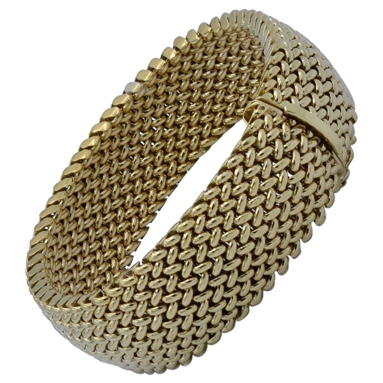 Italian 14 Carat Gold Mesh Bracelet For Sale at 1stDibs italian gold