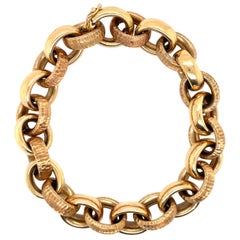 Pulsera de eslabones italiana de oro rosa de 14 quilates pulido y acabado a martillo 36,6 gramos