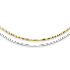 Italian 14 Karat Two-tone Gold Reversible Omega Choker Necklace, Extender