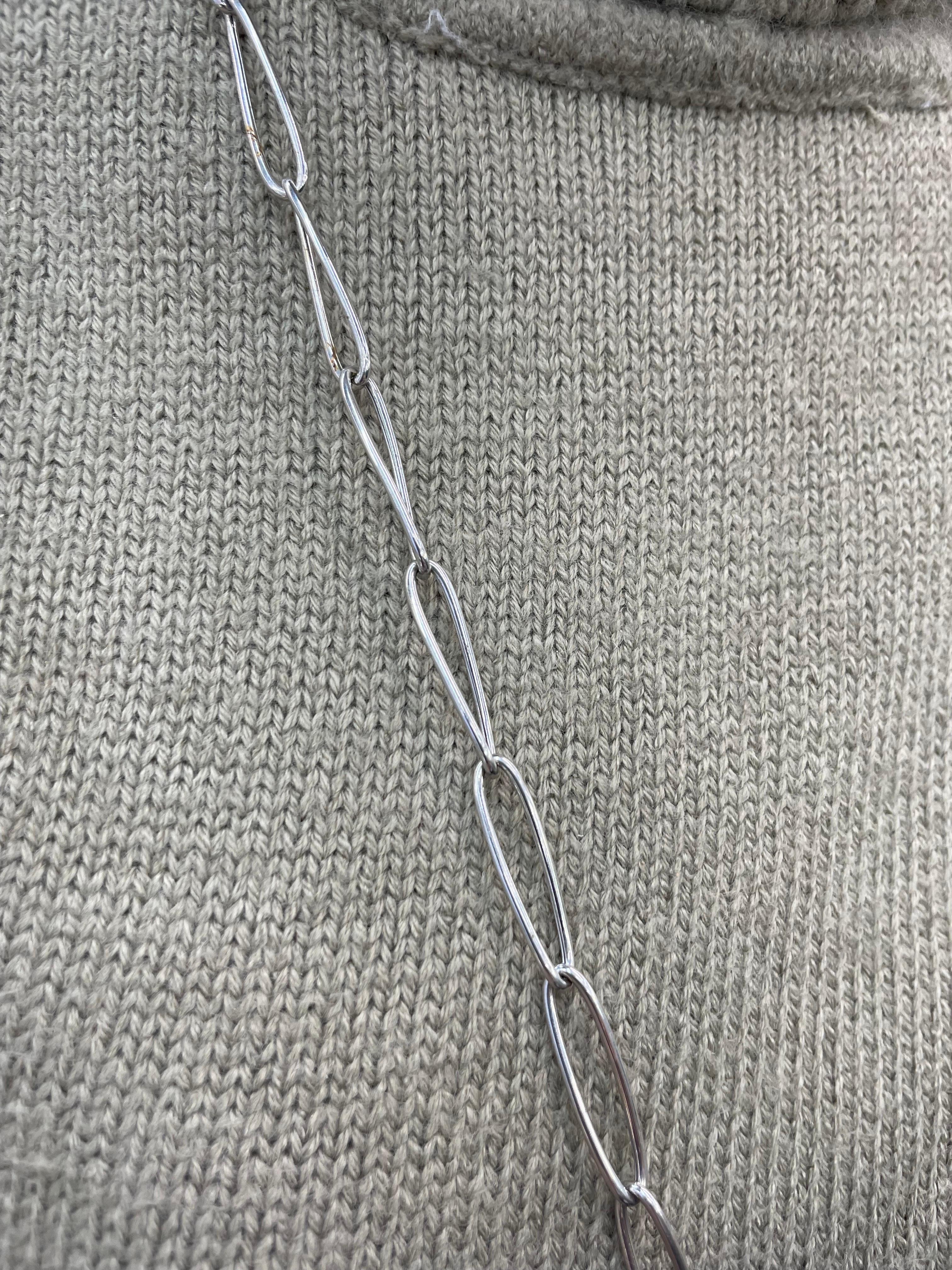 Italian 14 Karat White Gold Oval Link Necklace 17.7 Grams 2