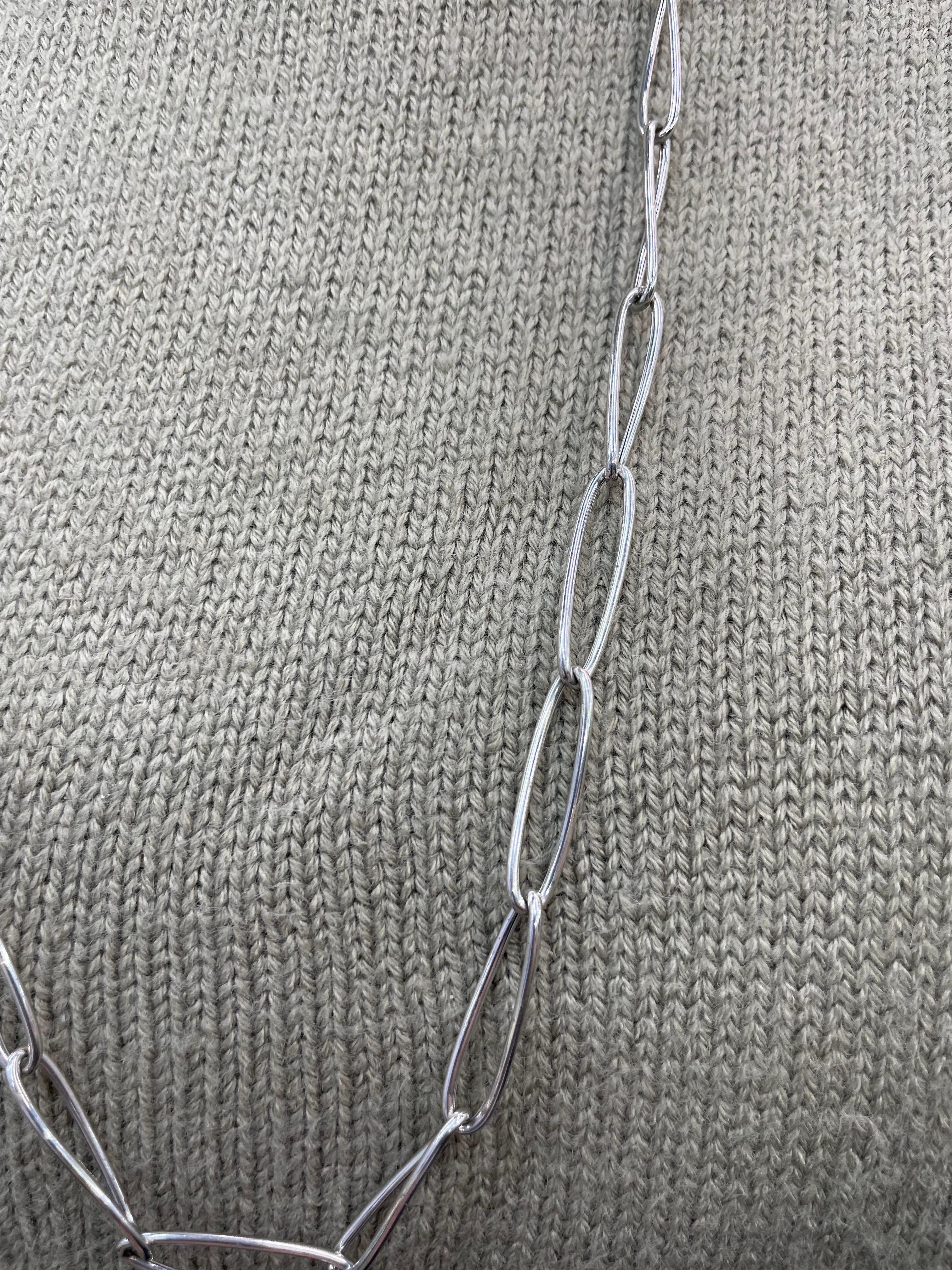 Italian 14 Karat White Gold Oval Link Necklace 17.7 Grams 1