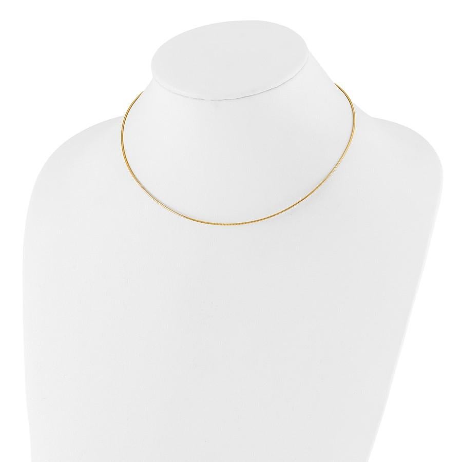 Contemporary Italian 14 Karat Yellow Gold 1mm Round Omega Choker Necklace, Detachable Clasp For Sale