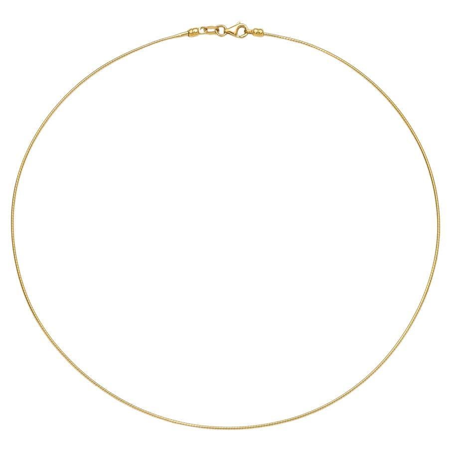 Italian 14 Karat Yellow Gold 1mm Round Omega Choker Necklace, Detachable Clasp