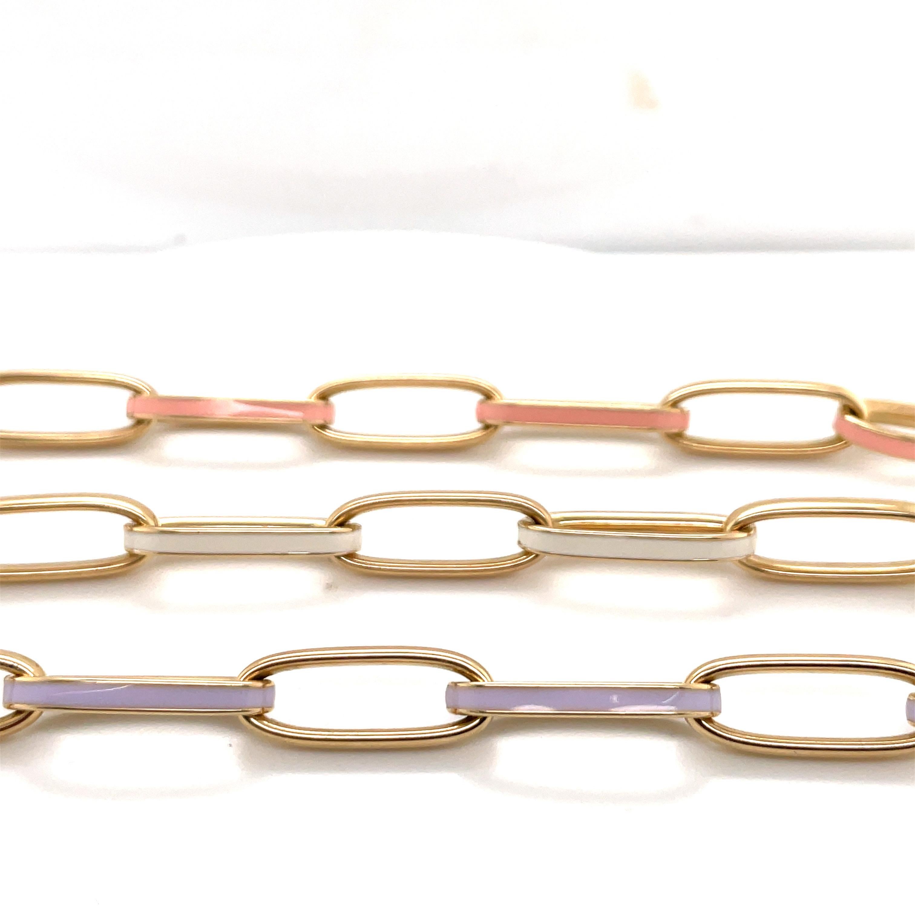 Bracelet italien à maillons en or jaune 14 carats et émail 8 grammes en or jaune 14 carats en vente 4