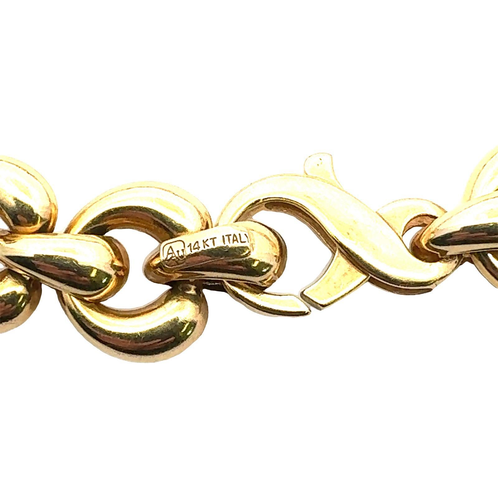 Italian 14 Karat Yellow Gold Graduated Link Chain Necklace In Excellent Condition For Sale In Boca Raton, FL