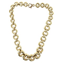 Retro Italian 14 Karat Yellow Gold Graduated Link Chain Necklace