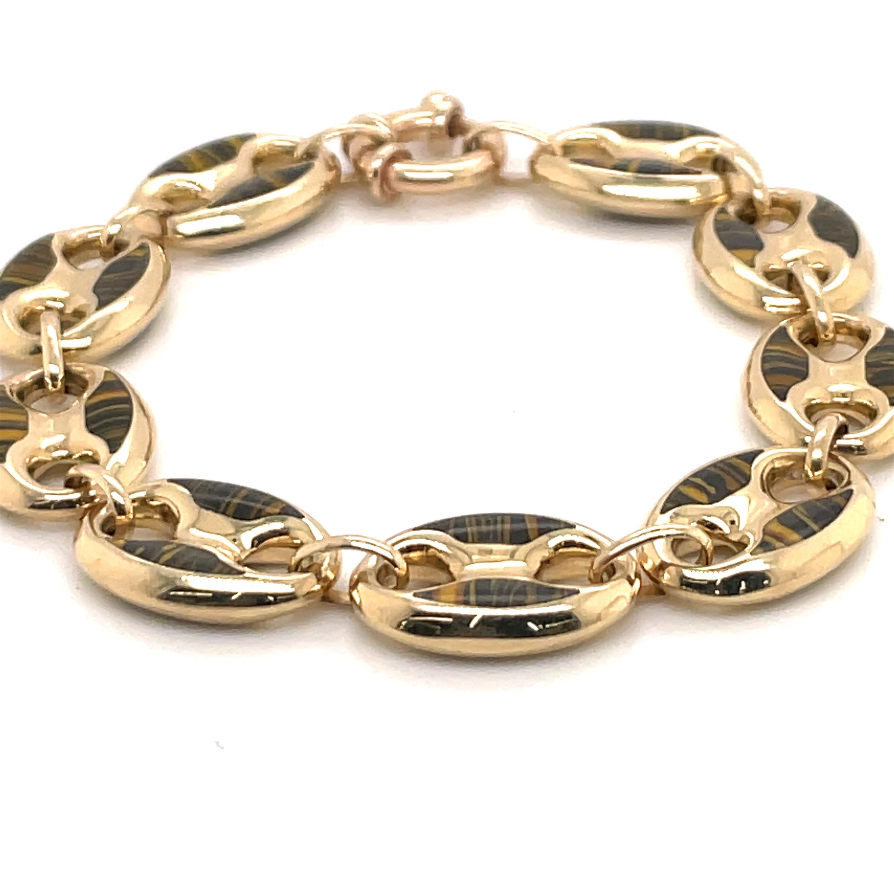 Contemporain Bracelet italien à maillons marins en or jaune 14 carats, 15,9 grammes