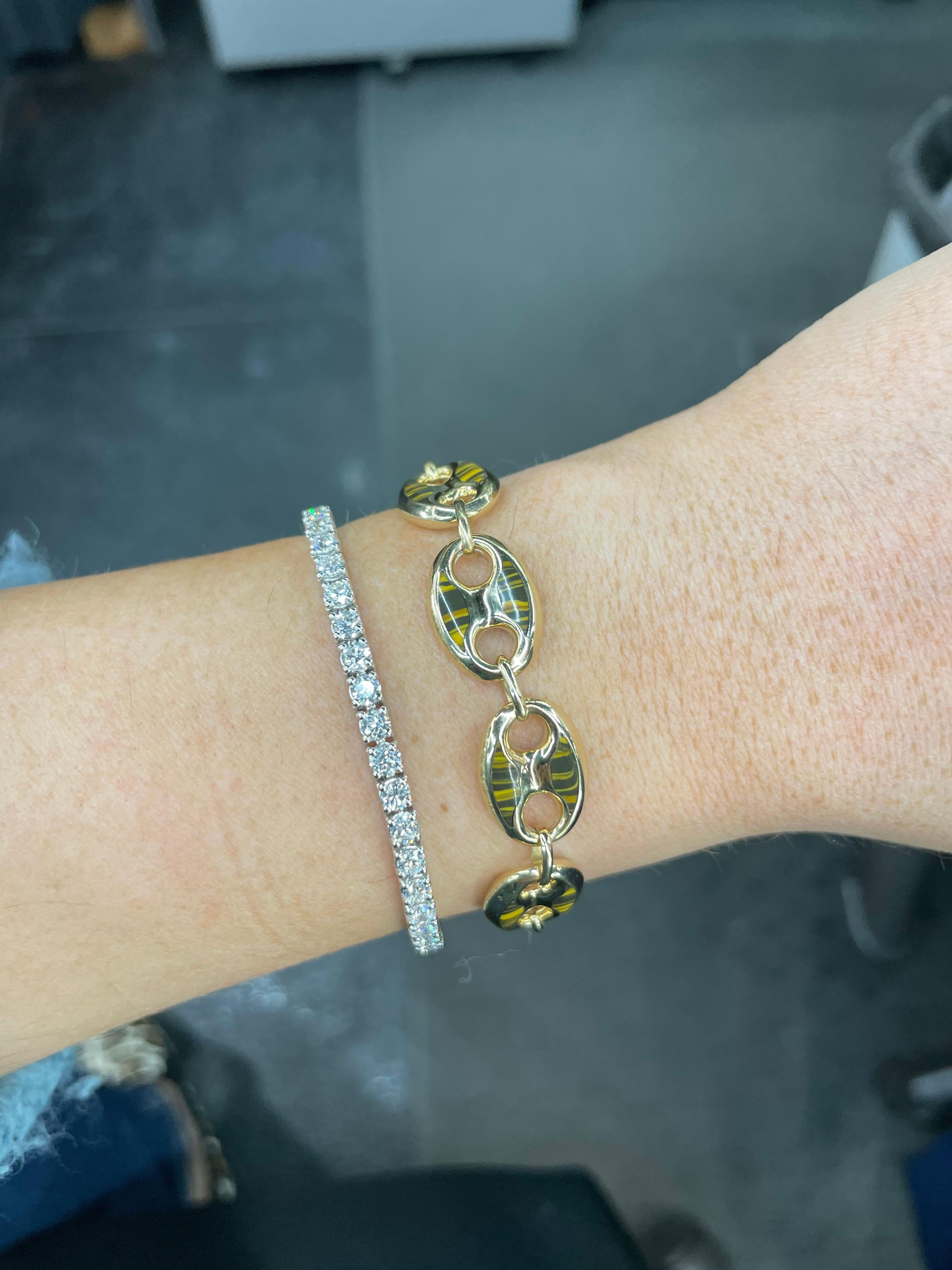 Contemporary Italian 14 Karat Yellow Gold Mariner Link Bracelet 15.9 Grams