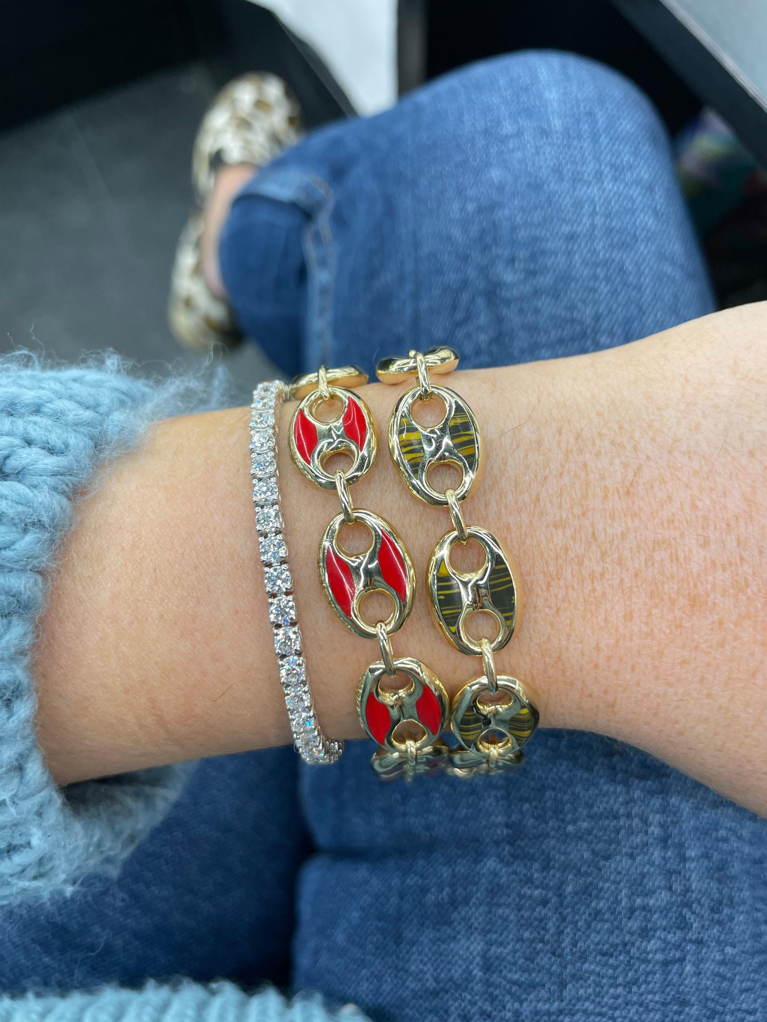 Women's Italian 14 Karat Yellow Gold Mariner Link Bracelet 15.9 Grams