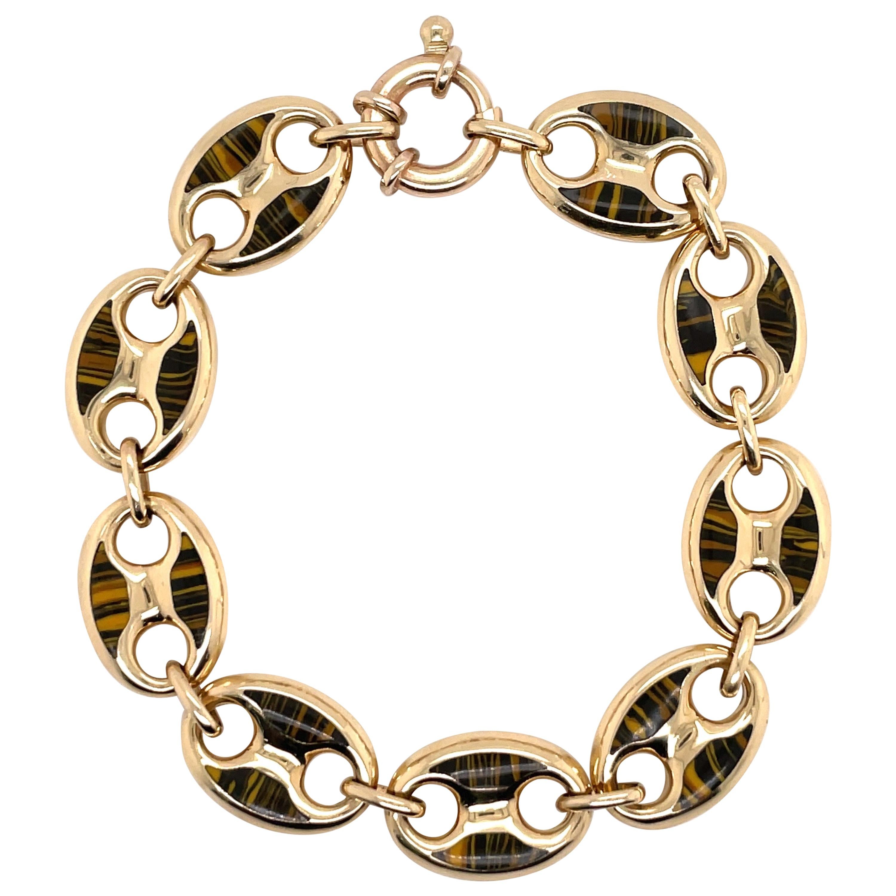 Italian 14 Karat Yellow Gold Mariner Link Bracelet 15.9 Grams