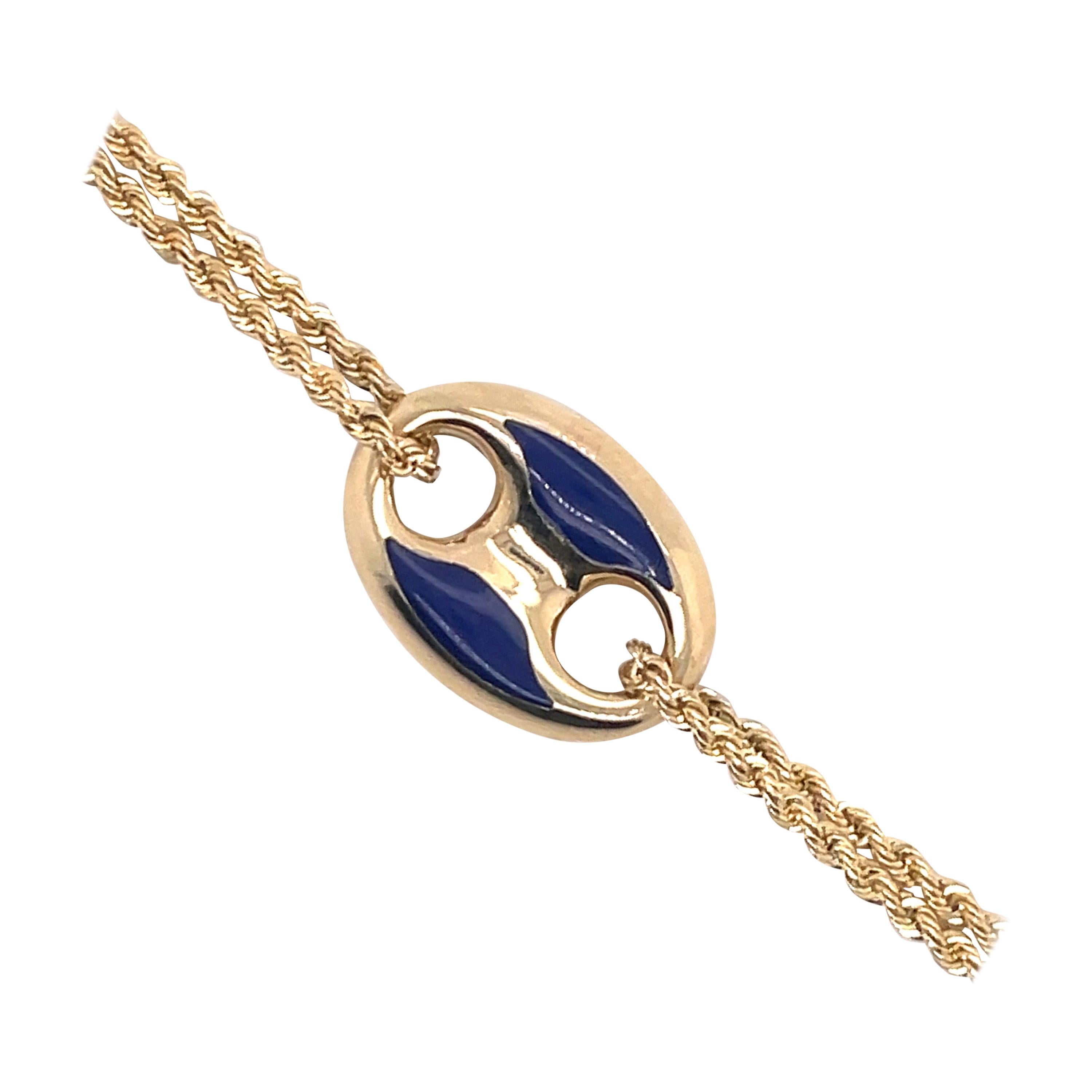 Italian 14 Karat Yellow Gold Mariner Link Bracelet 3 Grams