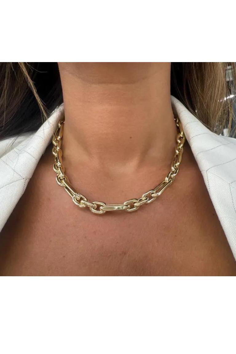 Halskette aus 14 Karat Gelbgold mit zwei großen Gliedern - ein großes Glied und zwei kleinere Glieder mit einem Gewicht von 19,1 Gramm, 18 Zoll.
Kann abgekürzt werden.

Mehr Link Halsketten & Armbänder auf Lager.
Nachricht mehr Bilder &