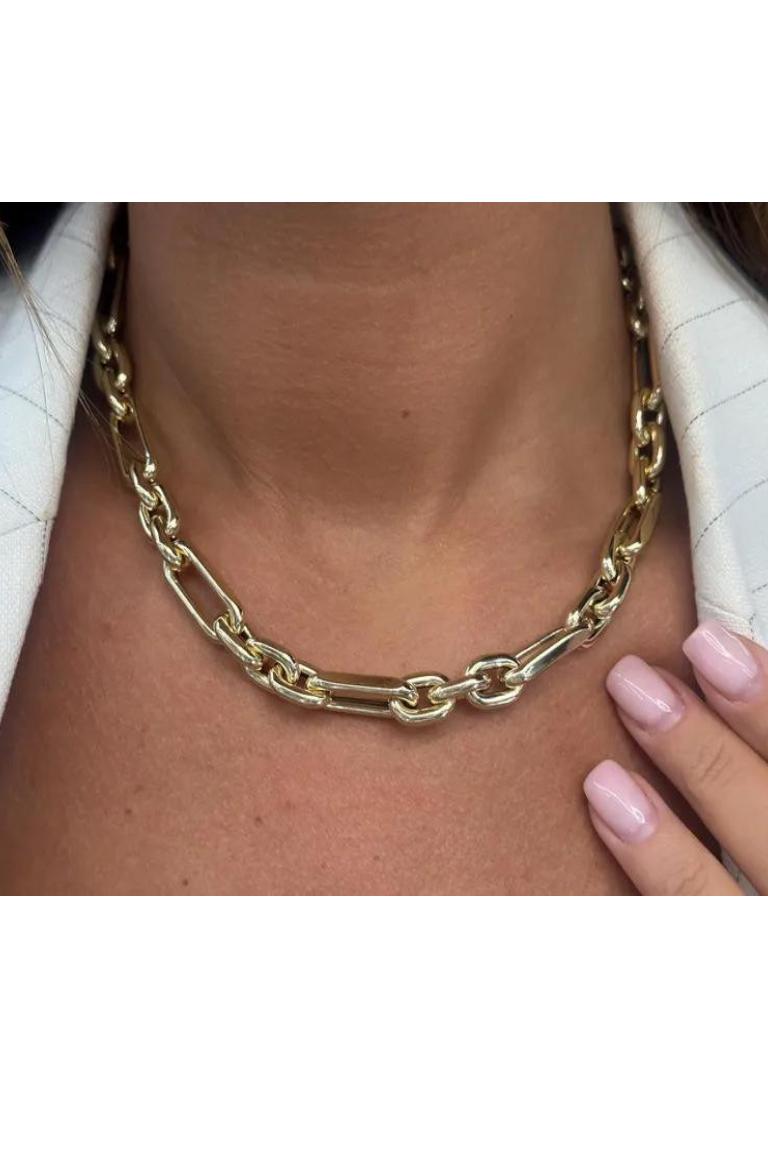 Italienische 14 Karat Gelbgold Multi Gliederhalskette 19.1 Gramm 18 Zoll (Zeitgenössisch) im Angebot