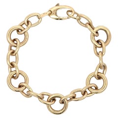 Italian 14 Karat Yellow Gold Oval & Round Link Bracelet 9.6 Grams 