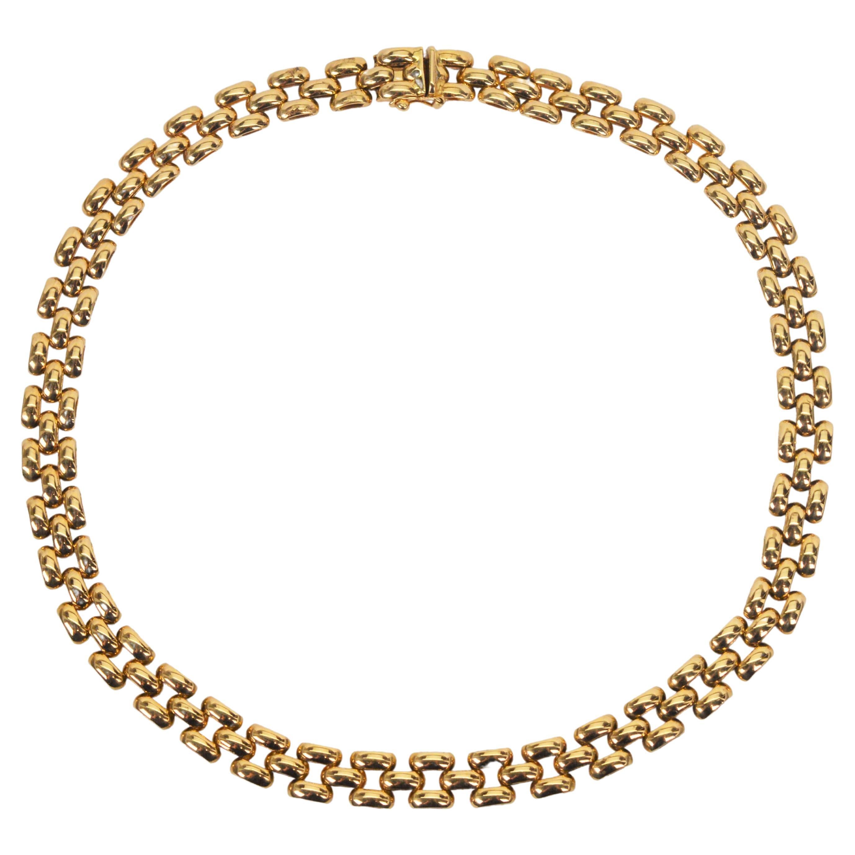 Italian 14 Karat Yellow Gold Phanter Chain Collar Necklace For Sale at 1stDibs