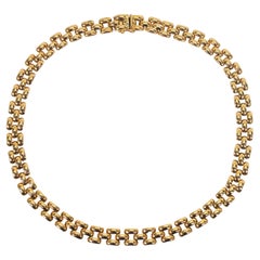 Italian 14 Karat Yellow Gold Phanter Chain Collar Necklace