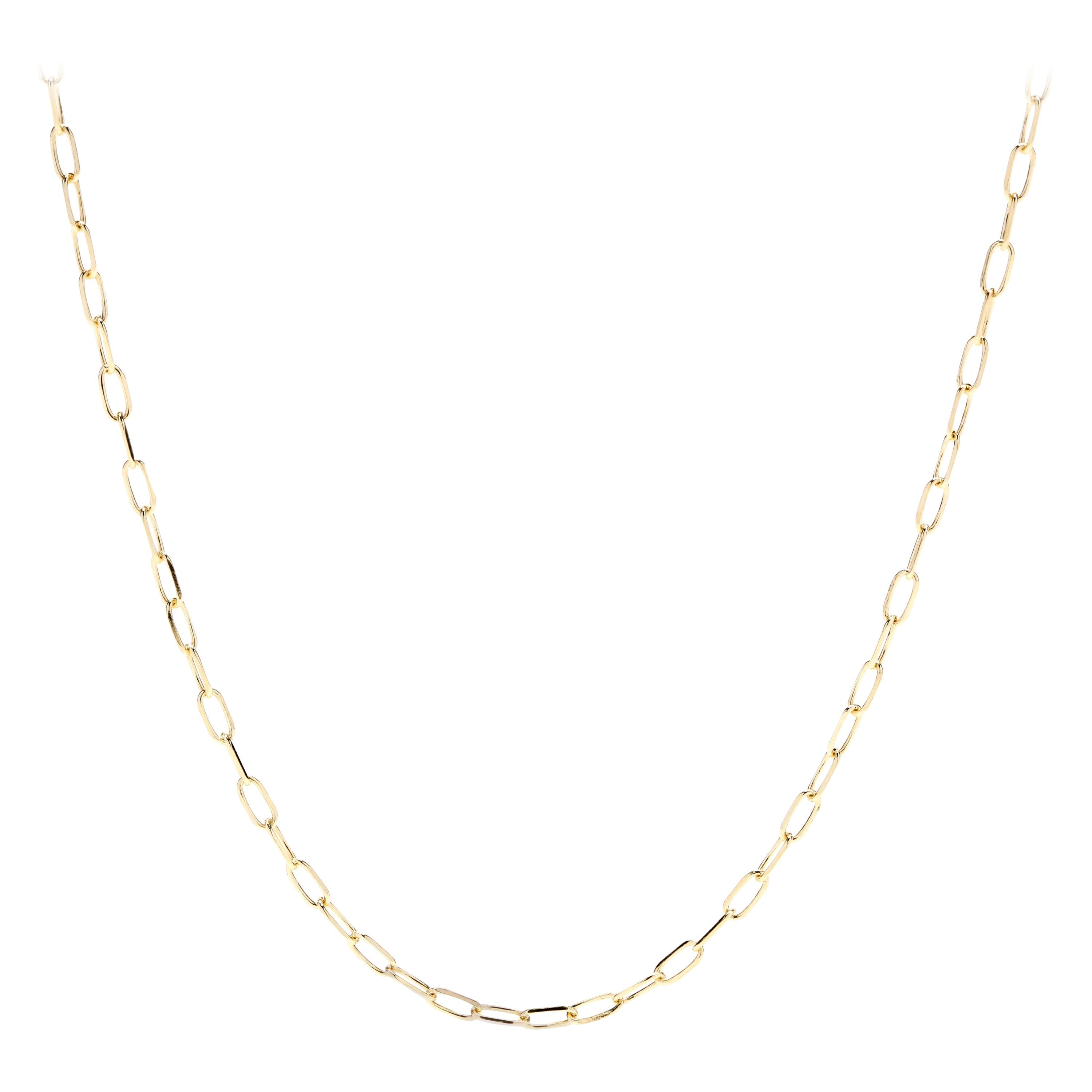 14 inch - Italian 14 Karat Yellow Gold Small Paperclip Chain Necklace, Trendy