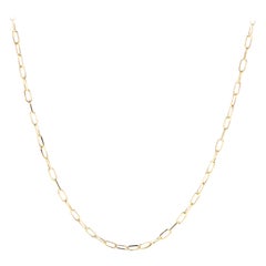 14 inch - Italian 14 Karat Yellow Gold Small Paperclip Chain Necklace, Trendy